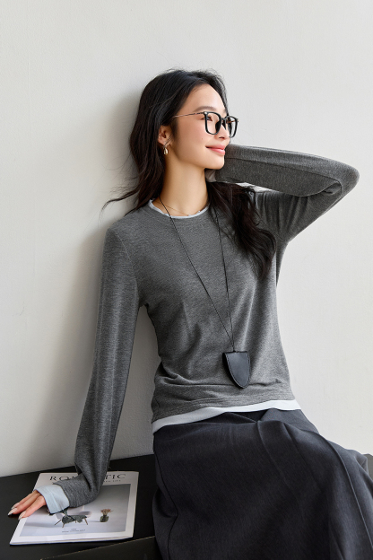 Contrast Color Round Neck T-Shirt