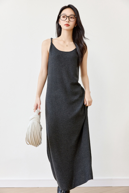 Knitted Suspender Long Dress
