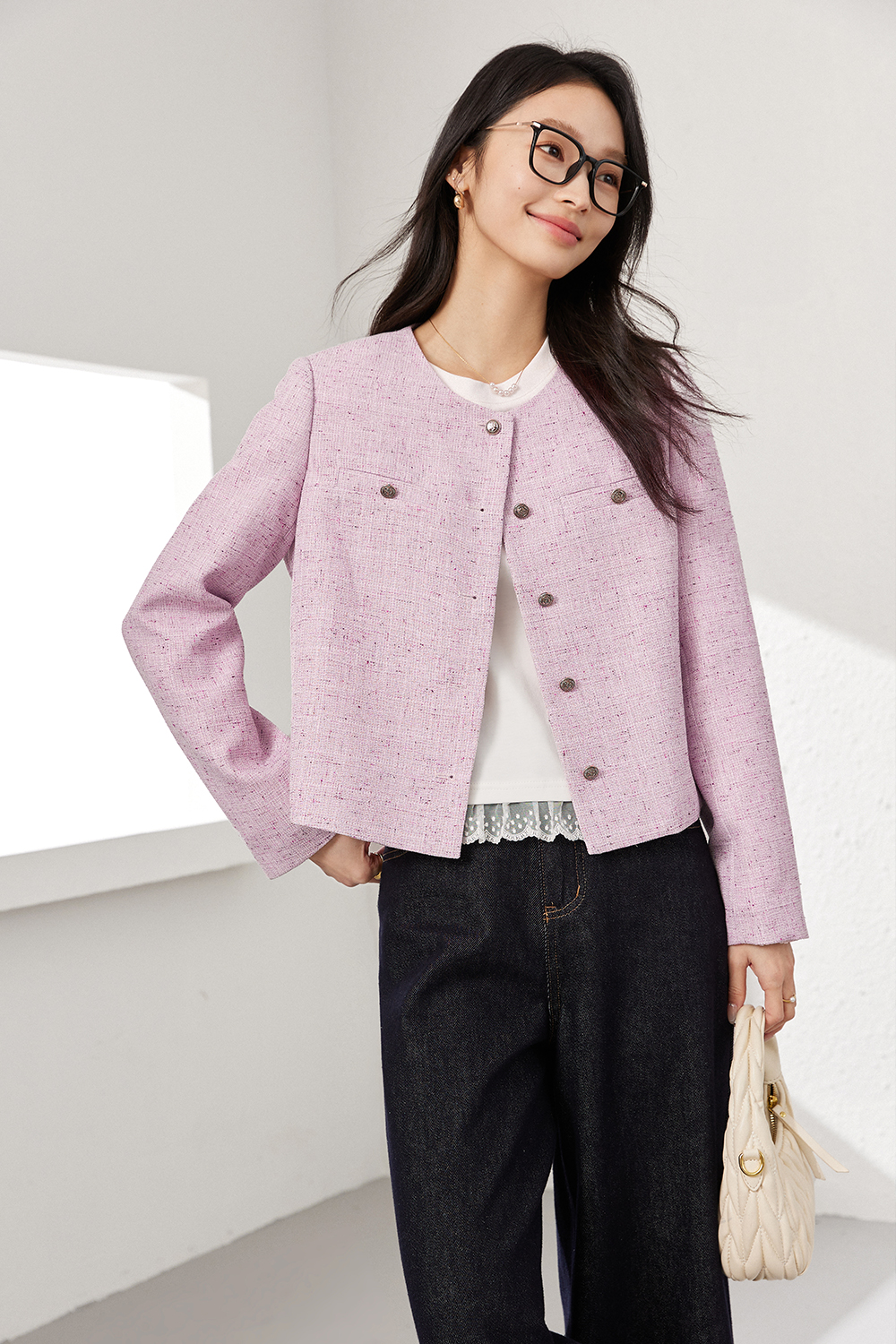 Elegant Tweed Jacket-VIMLYSTORE