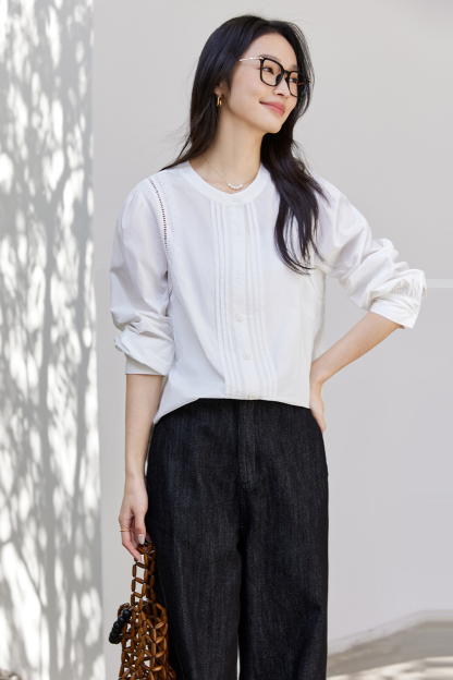 Fine Pleated Long Sleeved Shirt