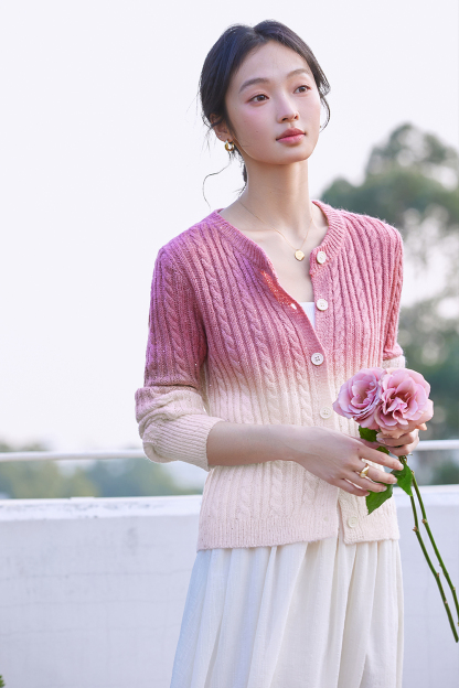 Romantic Gradient Knitted Cardigan