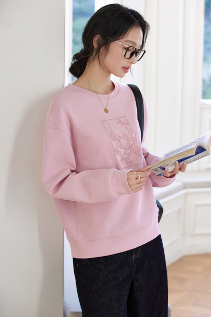 Pink Embroidered Sweatshirt