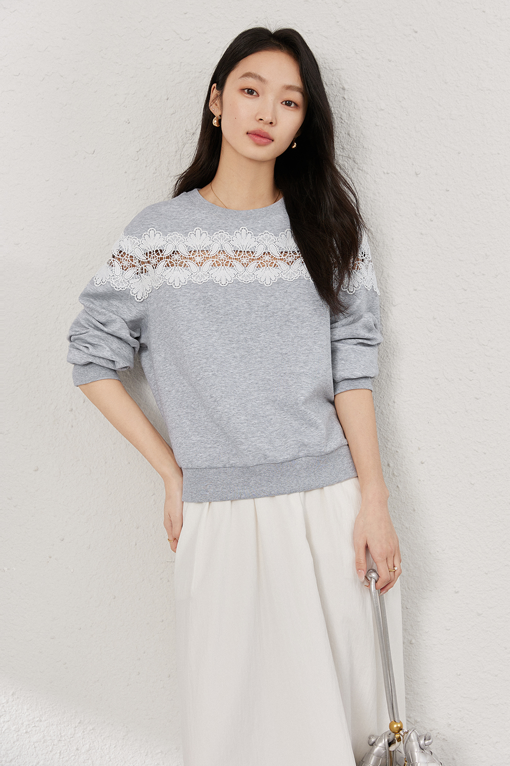 Hollow Lace Sweatshirt