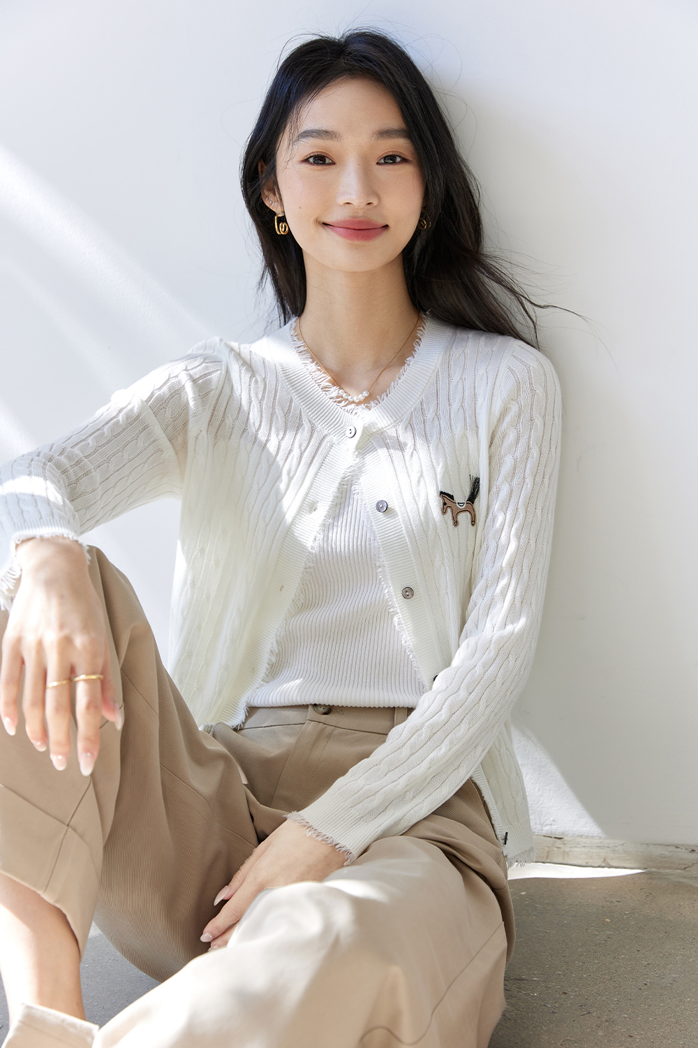 Pony Embroidered Knitted Cardigan