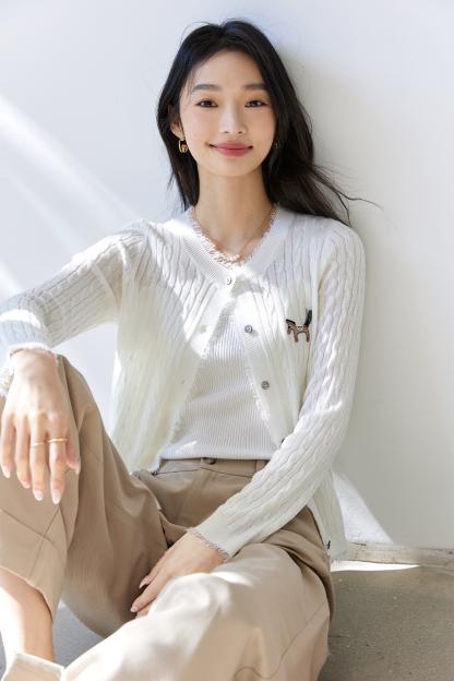 Pony Embroidered Knitted Cardigan