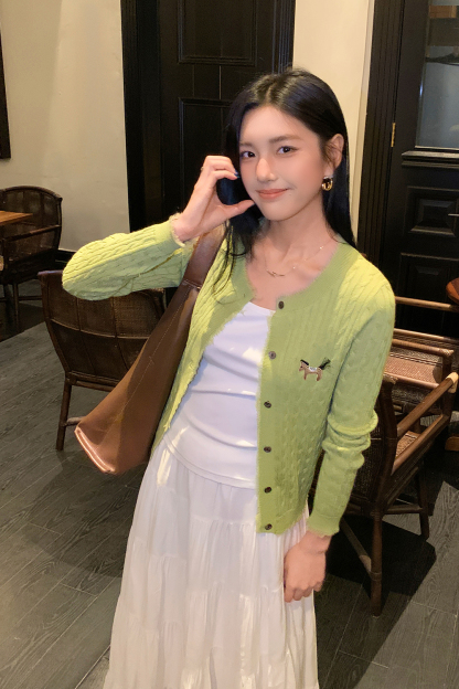 Pony Embroidered Knitted Cardigan