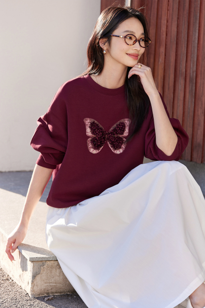 Butterfly Embellished Sweatshirt