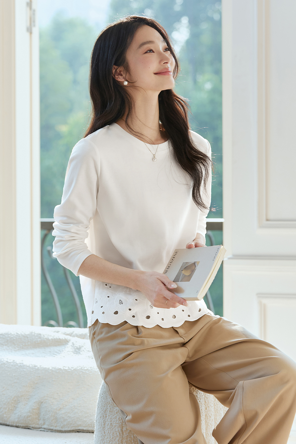 Soft Lace Long-Sleeved T-Shirt