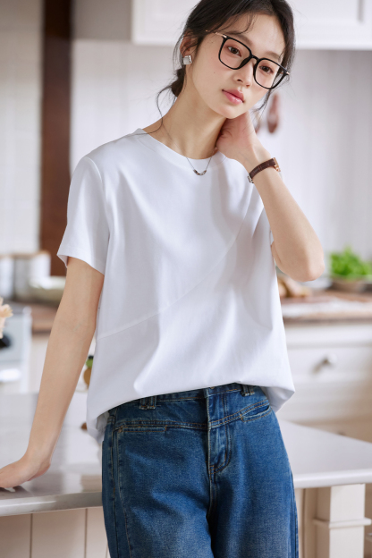 Cotton Solid Color Knitted T-Shirt