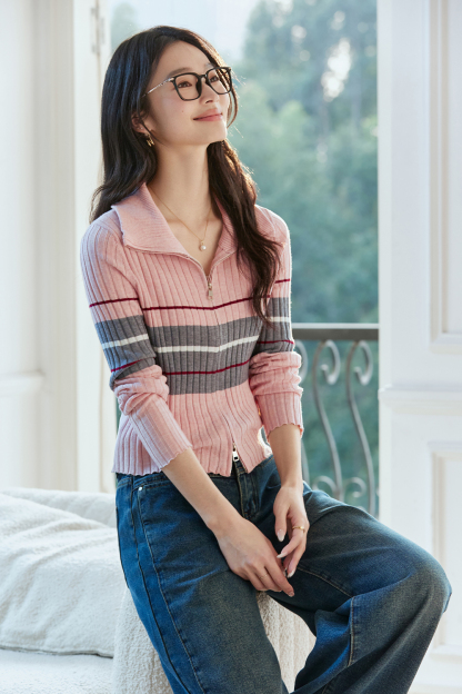 Retro Color-Blocked Striped Sweater