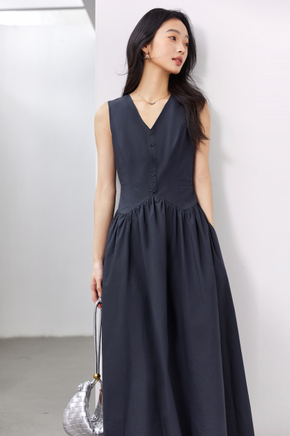 Solid Loose Cotton Dress