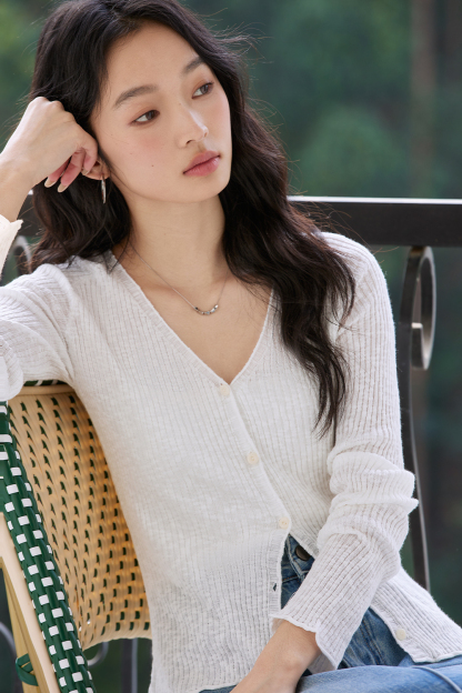 Striped Solid Color Knit Cardigan