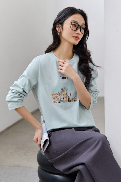 Scenery Print Cotton T-shirt