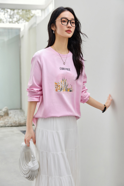Scenery Print Cotton T-shirt