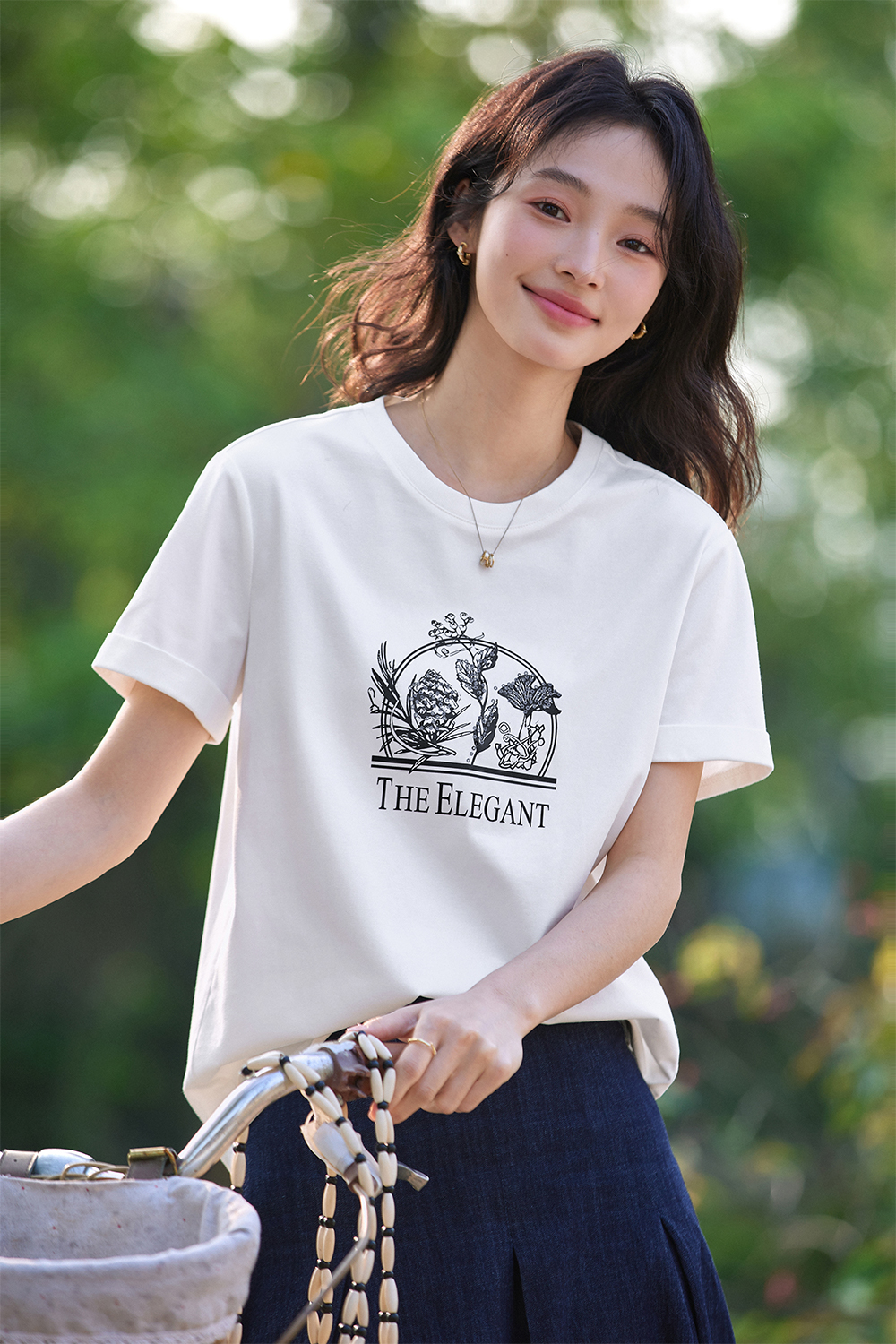 Cotton Printed Straight T-Shirt