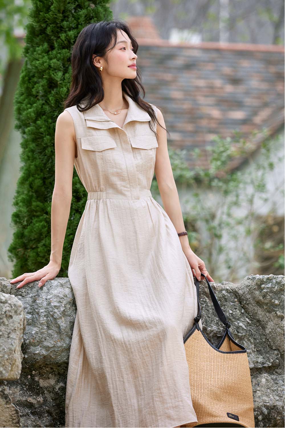 Lapel Shirt A-Line Dress