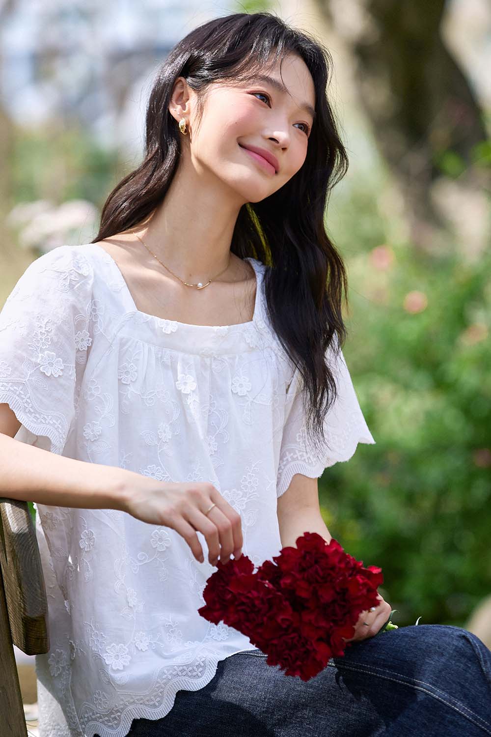 100% Cotton 3D Flower Shirt