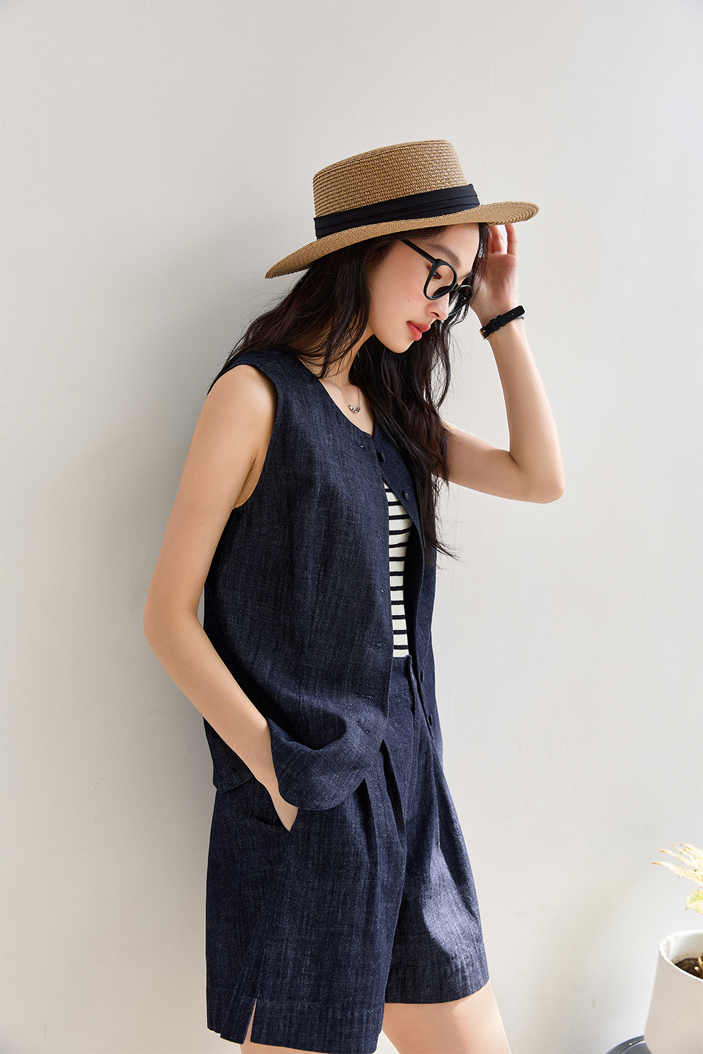 Old Money Style Pure Cotton Denim Suit