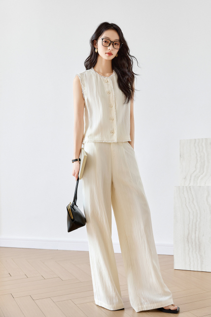 Raw-Edged Vest Straight Suit