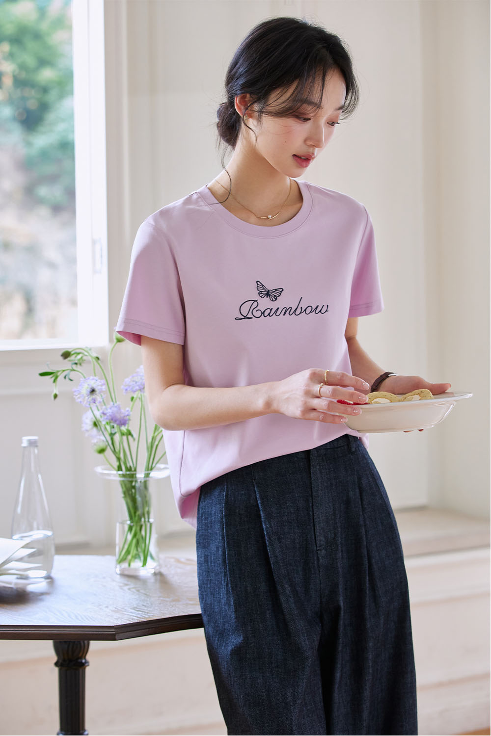 Exquisite Butterfly Embroidered T-Shirt