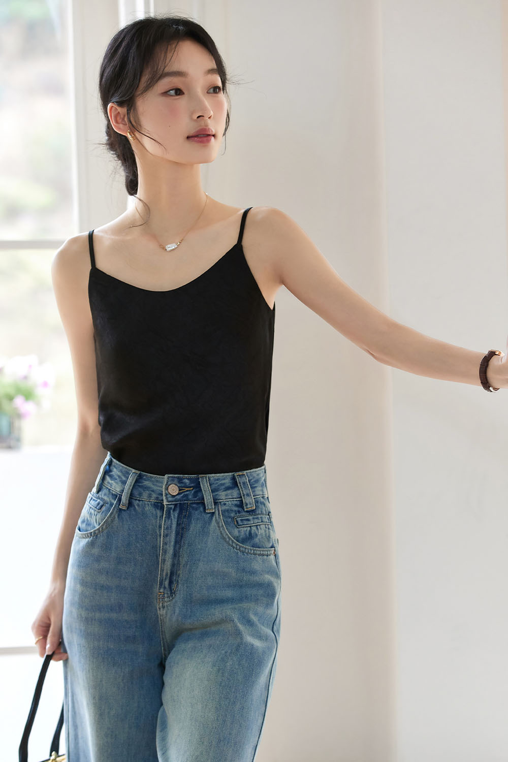 Ruched Round Neck Camisole-VIMLYSTORE