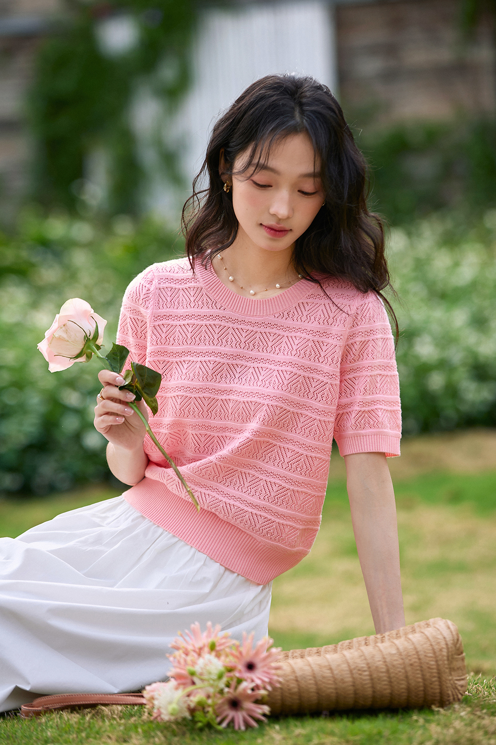 Openwork Striped Sweater