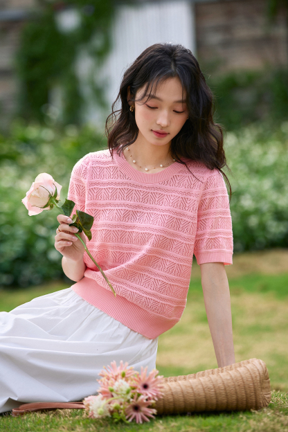 Openwork Striped Sweater