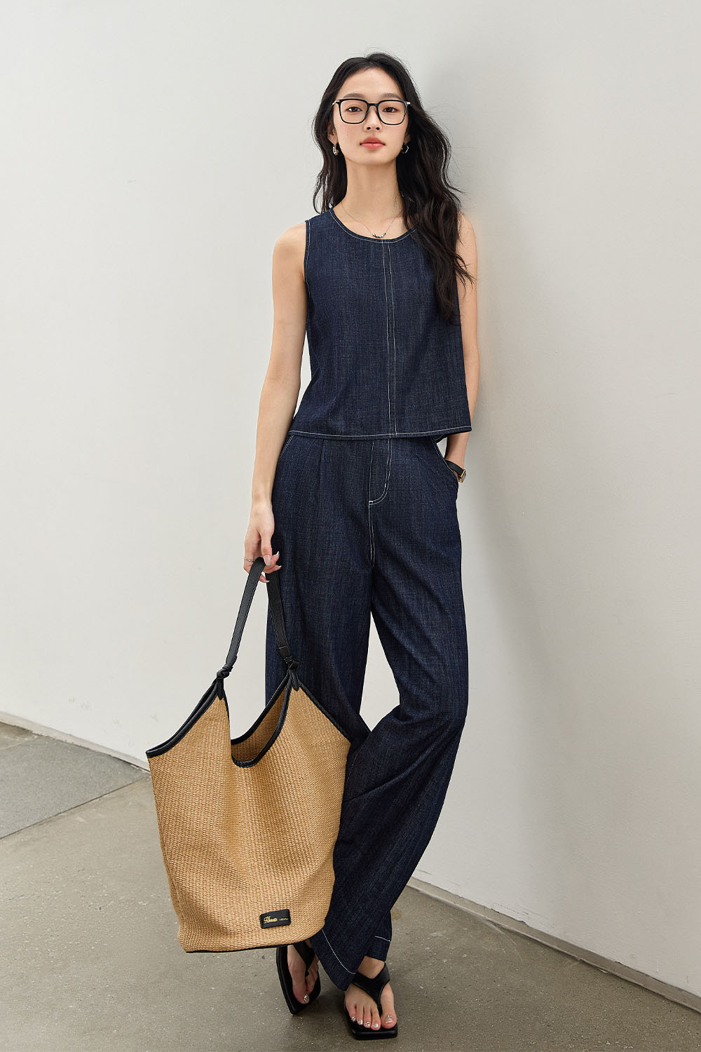 Minimalist Straight Denim Suit