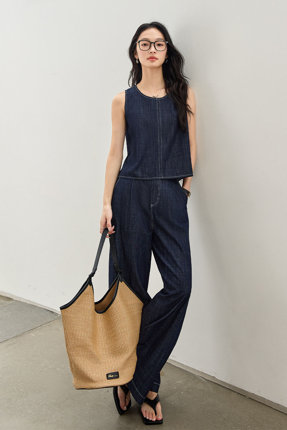 Minimalist Straight Denim Suit