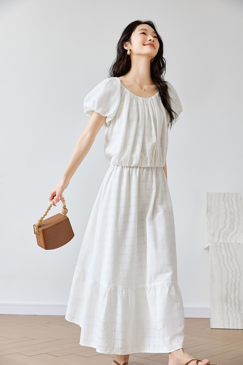Simple U-Neck Top with High-Waist Skirt Set-VIMLYSTORE