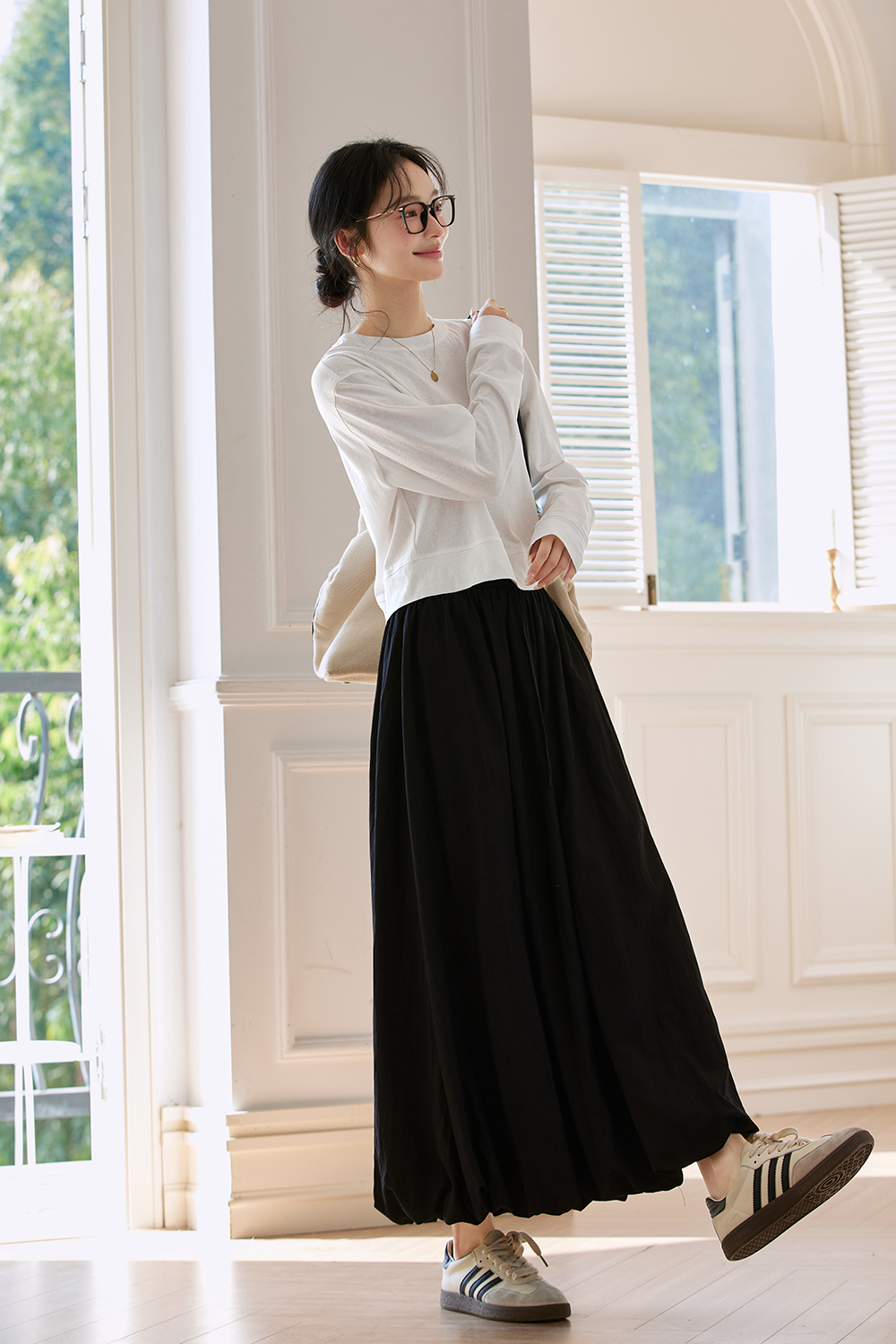 High-Waist A-Line Skirt �C French-Inspired Tulip Hem-VIMLYSTORE