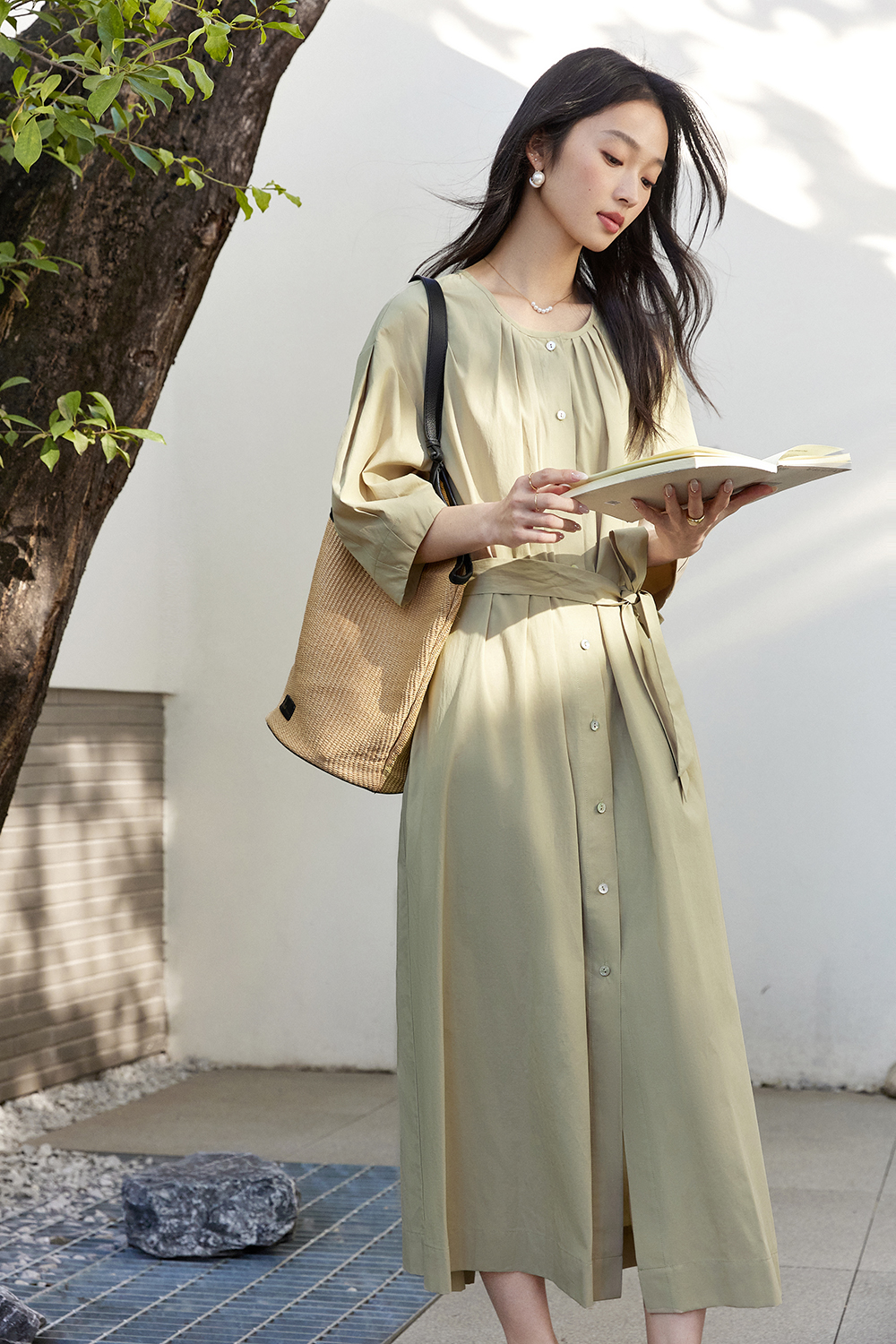 Retro-Chic Lyocell Pencil Dress for Office Elegance-VIMLYSTORE