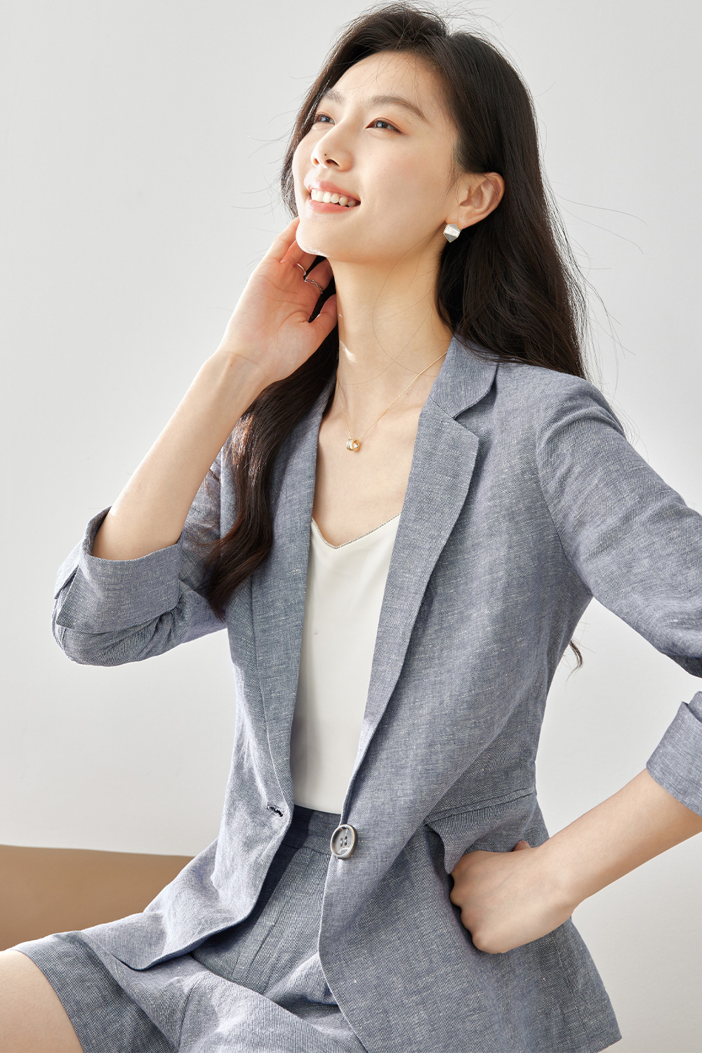 Cotton and linen suit-VIMLYSTORE