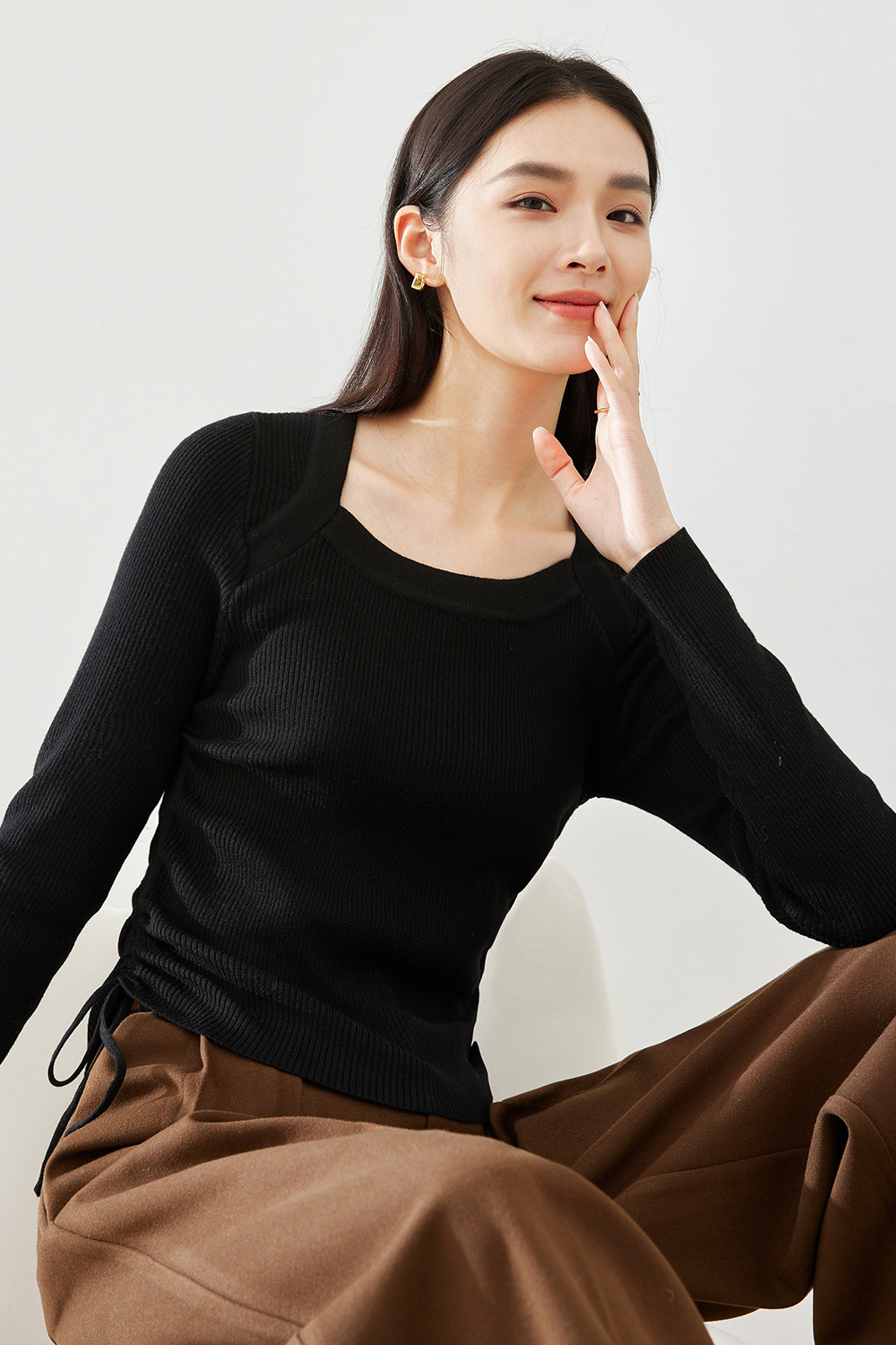 Simple Solid Color Knit Sweater-VIMLYSTORE.com