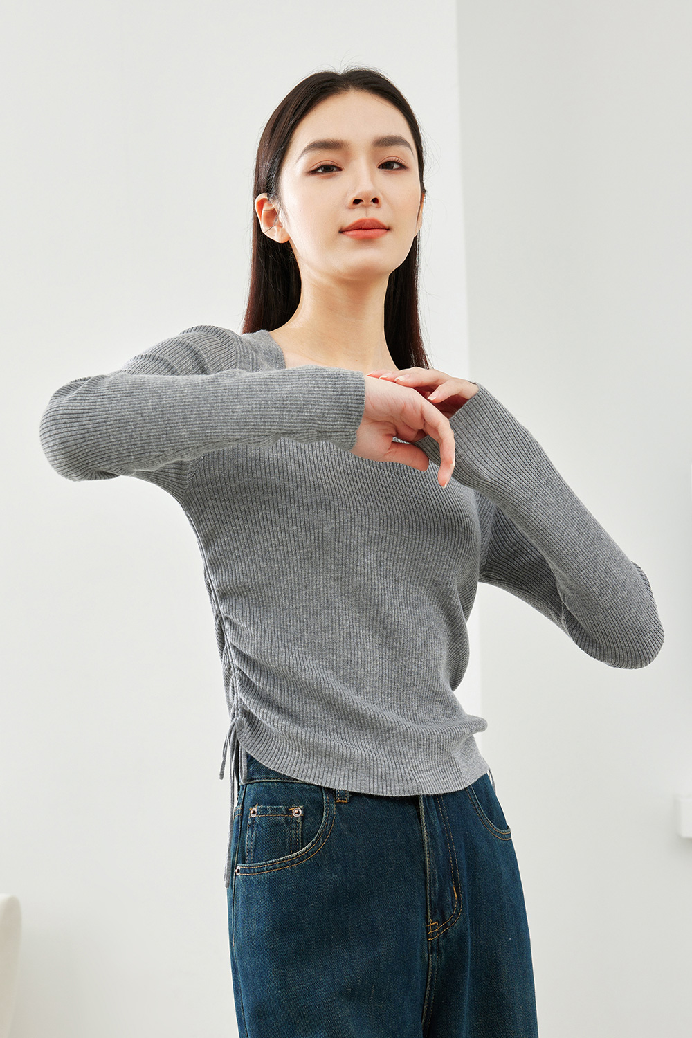 Simple Solid Color Knit Sweater-VIMLYSTORE