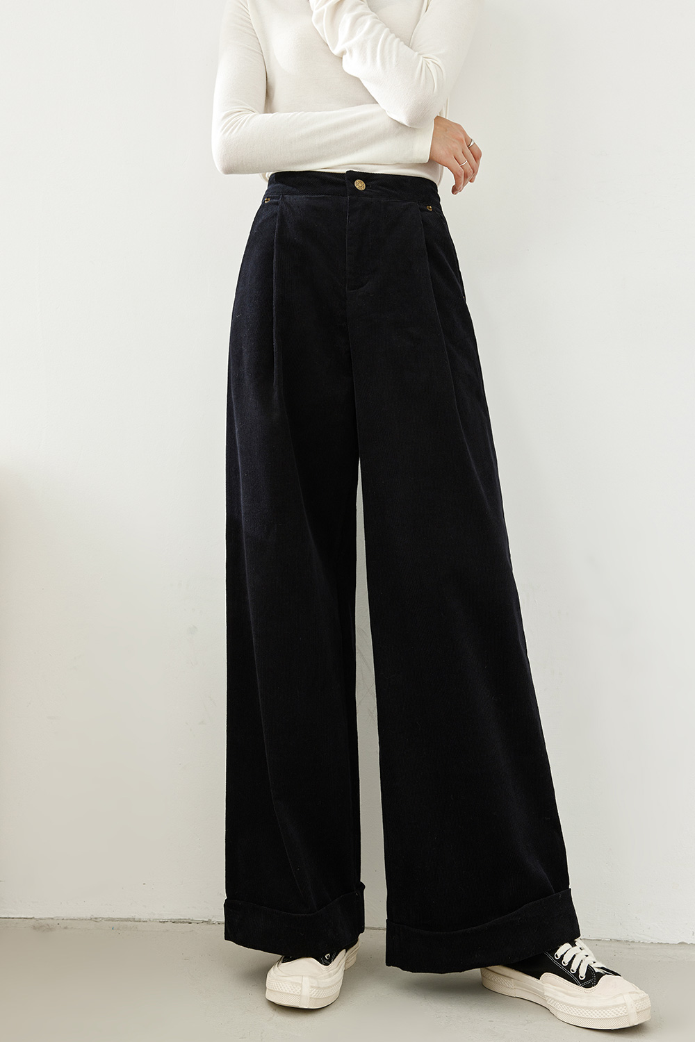 Corduroy wide-leg pants-VIMLYSTORE