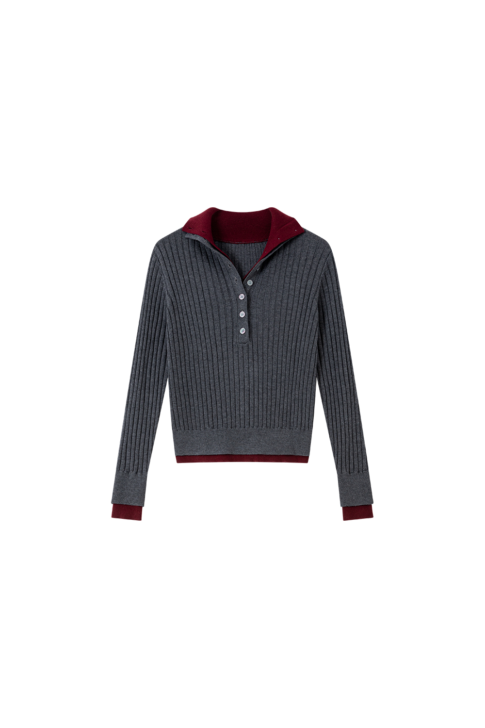 Color-Block Faux Layered Turtleneck Sweater-VIMLYSTORE