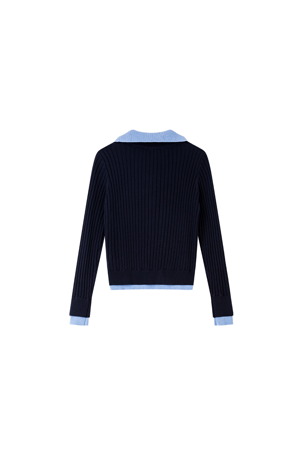 Color-Block Faux Layered Turtleneck Sweater-VIMLYSTORE