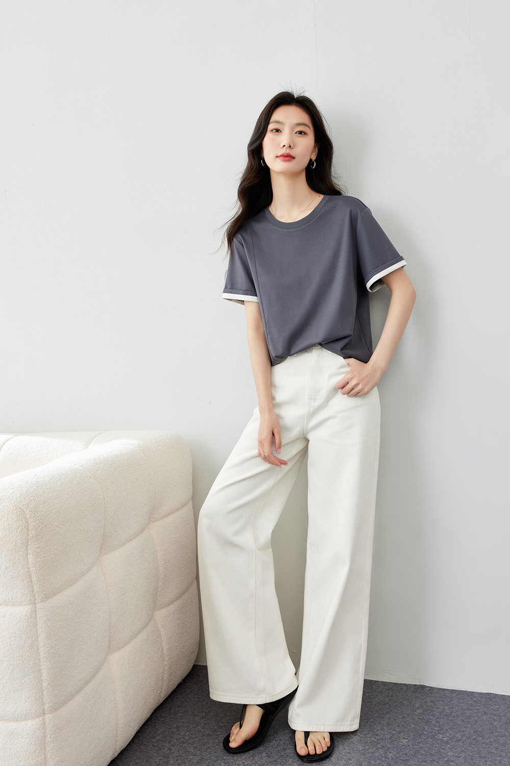 Light Luxury Mercerized Contrast Color T-Shirt