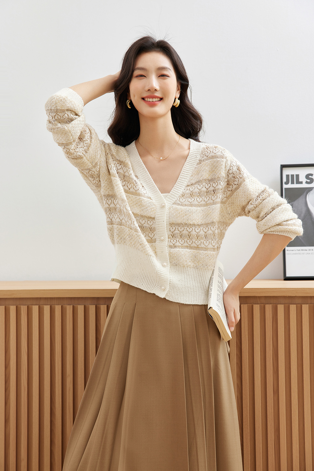 Striped Gentle Style Knitted Cardigan