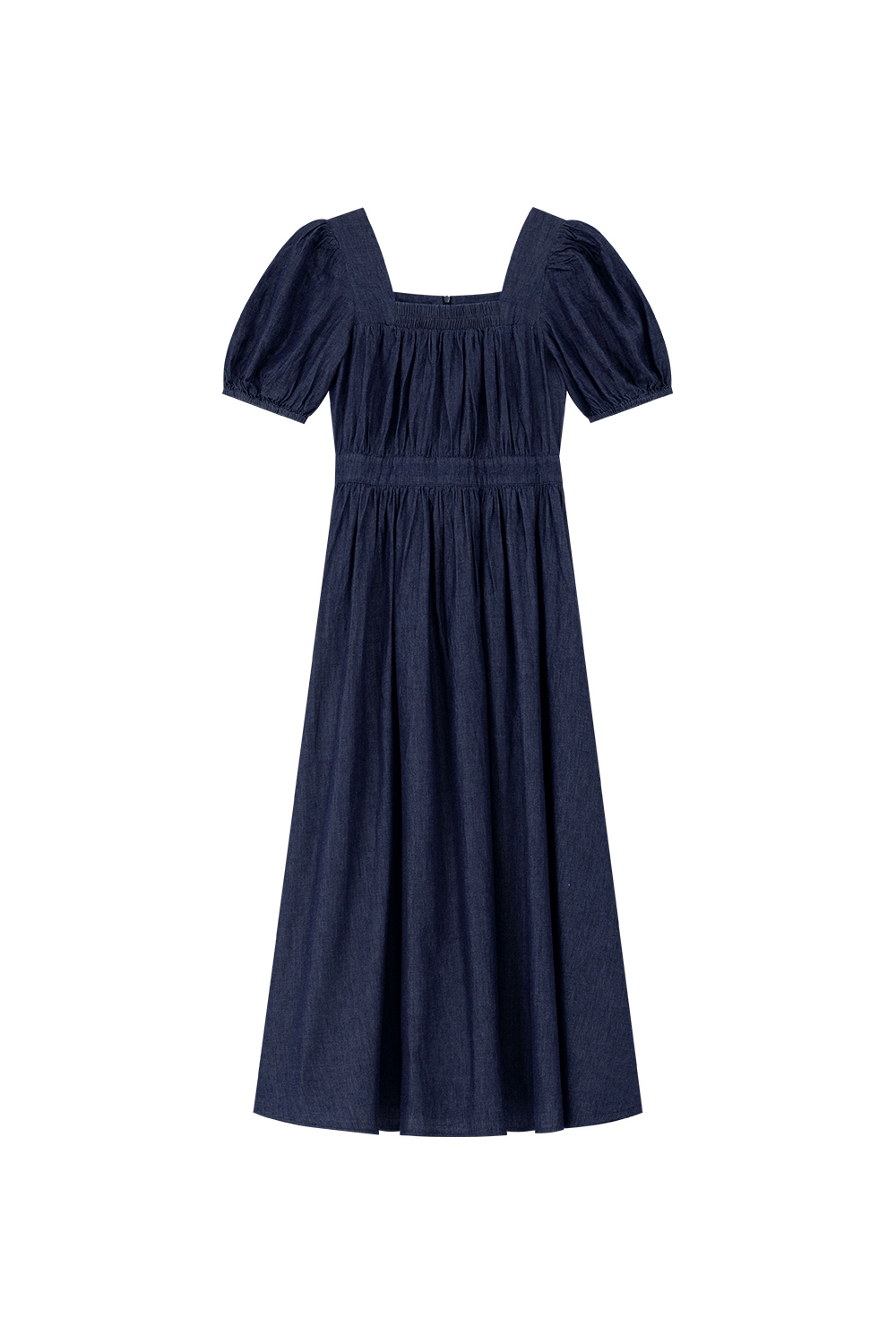 Retro Square Neck Denim Dress