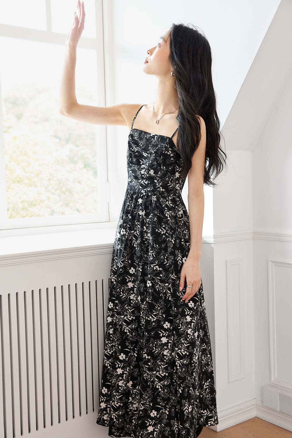 Floral Suspender Tube Top Long Dress
