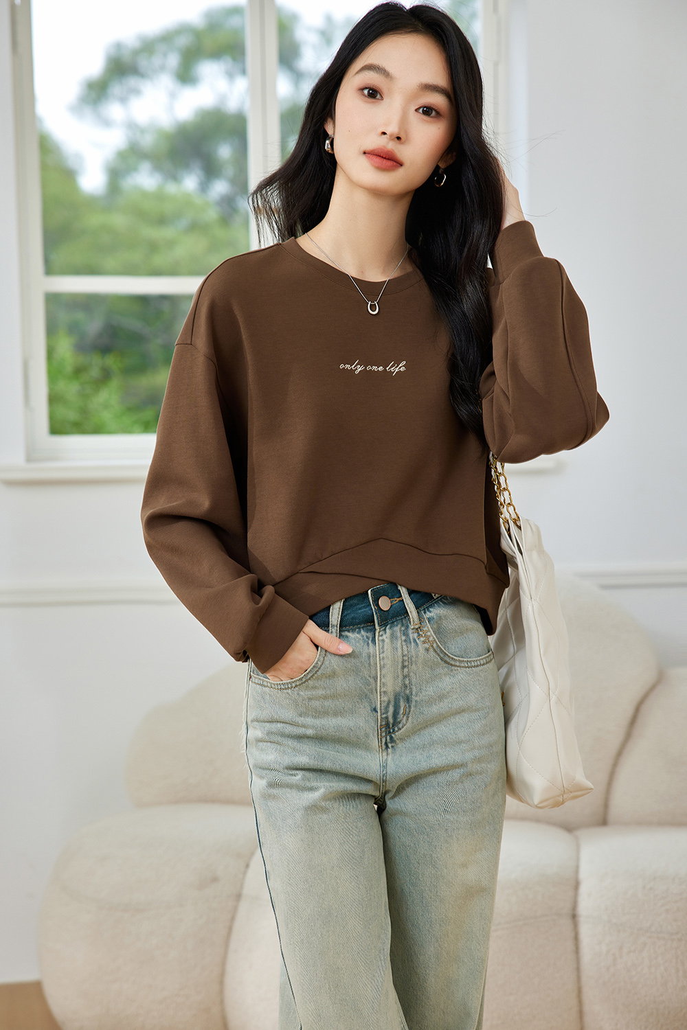 Letter Embroidered Casual Sweatshirt