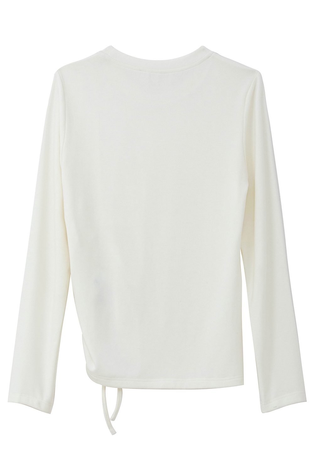 Drawstring pleated long sleeve T-shirt-VIMLYSTORE