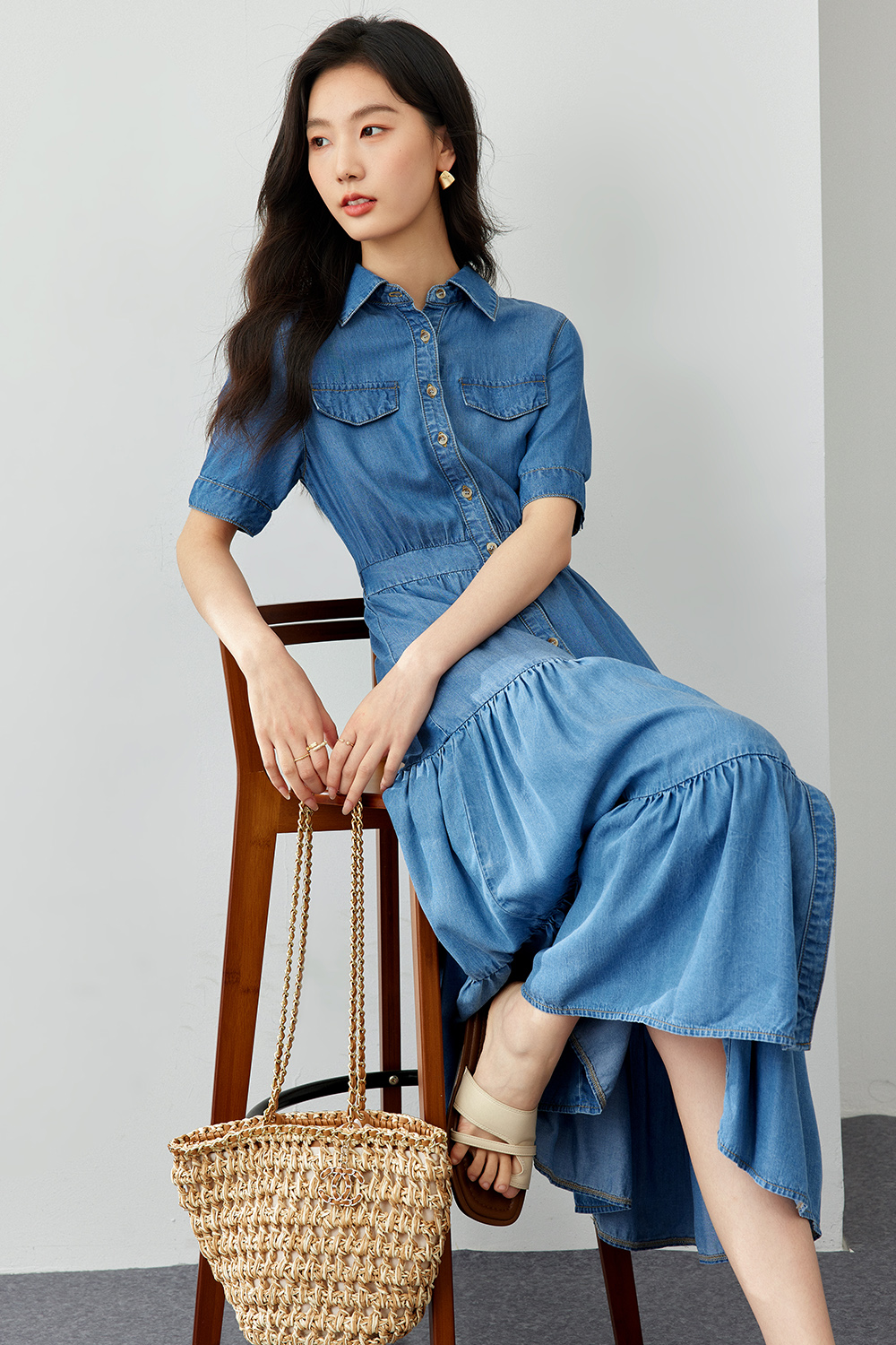 Tencel Denim Multi-Layer Dress