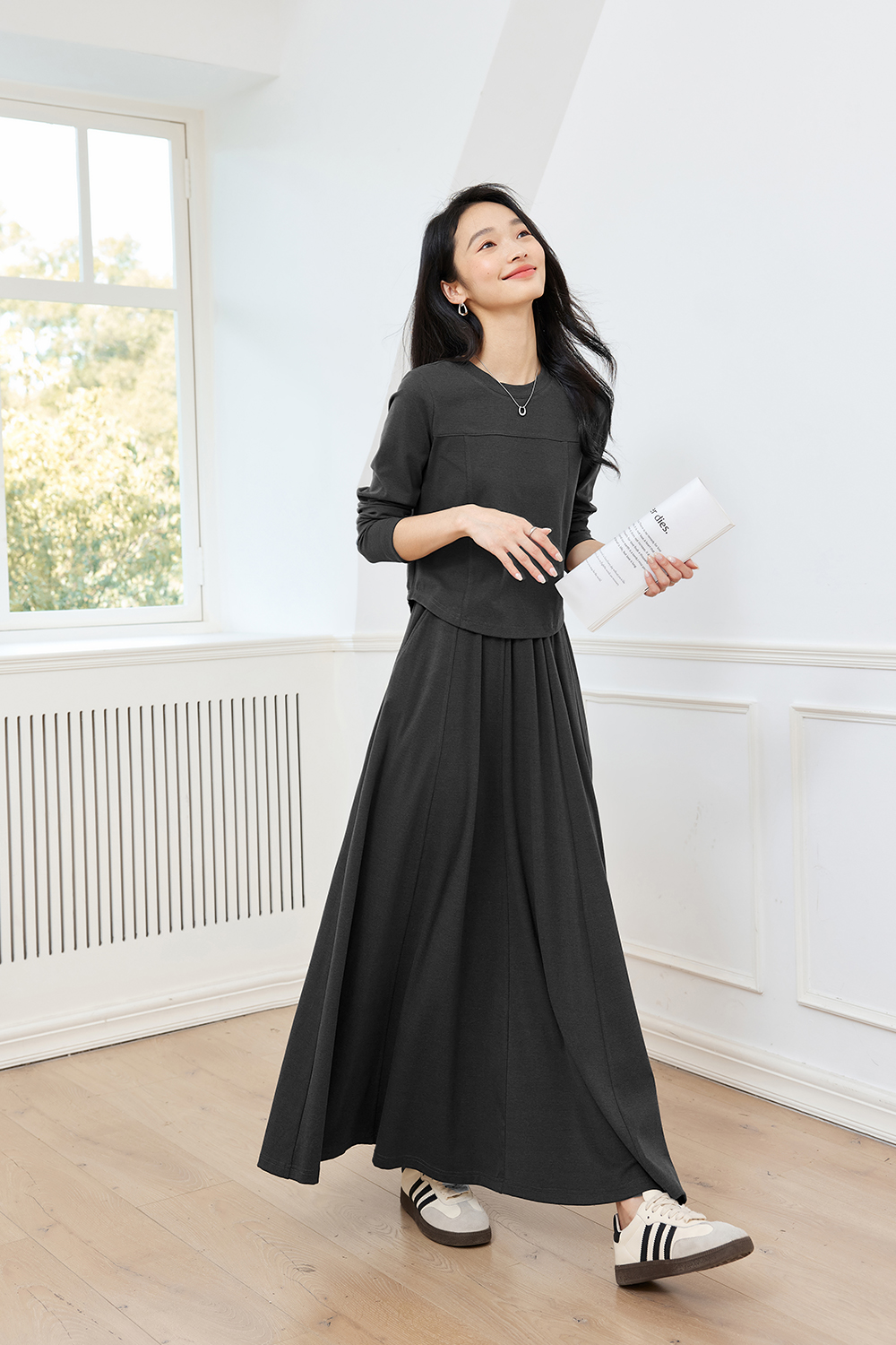 Solid Color Knitted Casual Suit-VIMLYSTORE