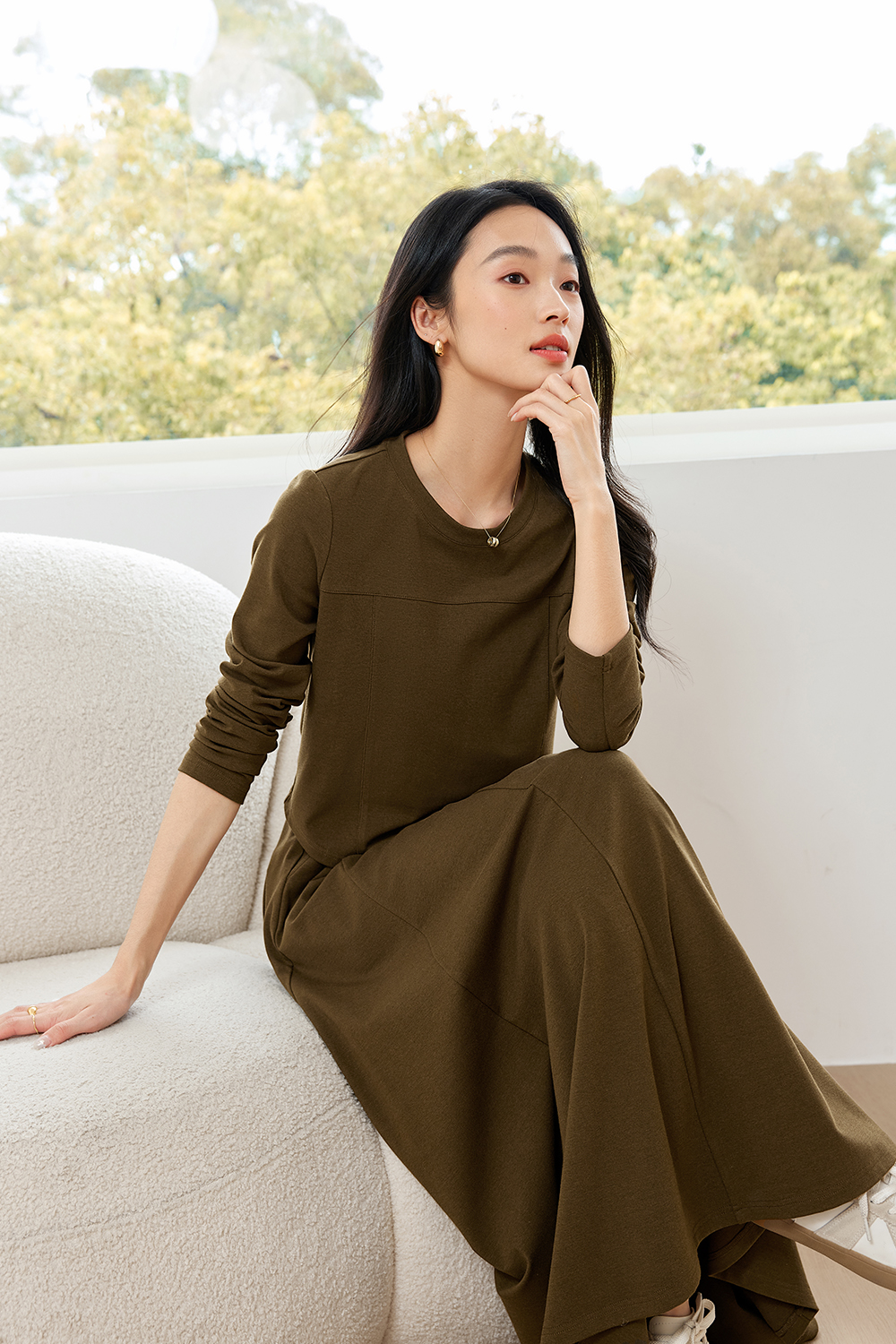 Solid Color Knitted Casual Suit-VIMLYSTORE