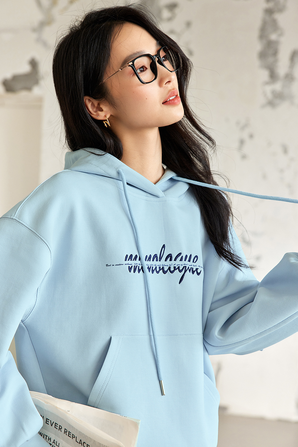 Letter American style hooded sweatshirt