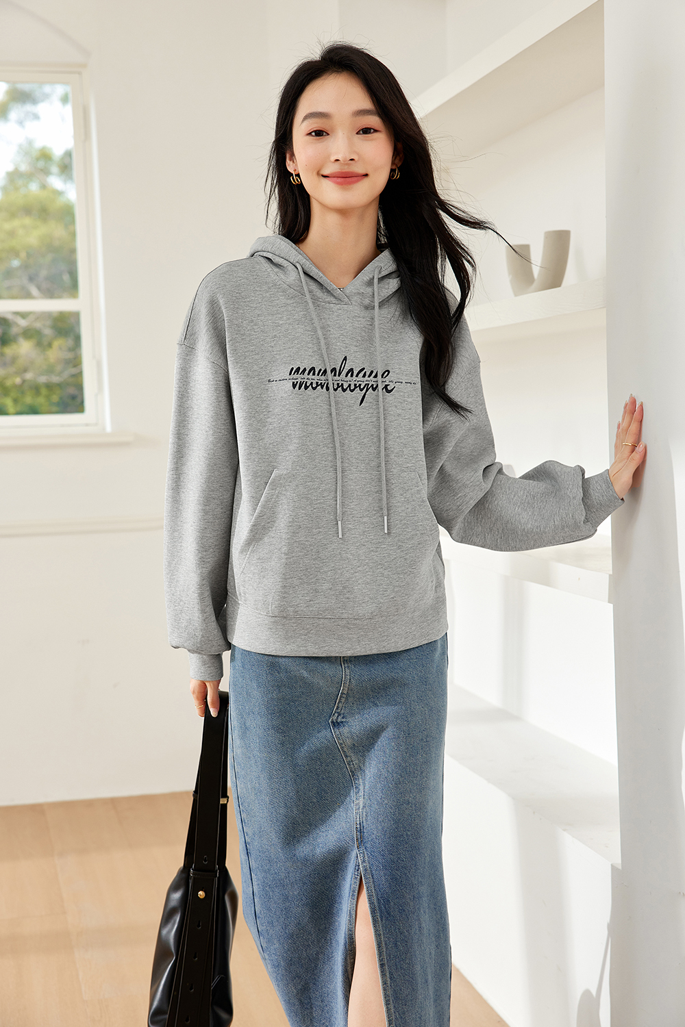 Letter American style hooded sweatshirt