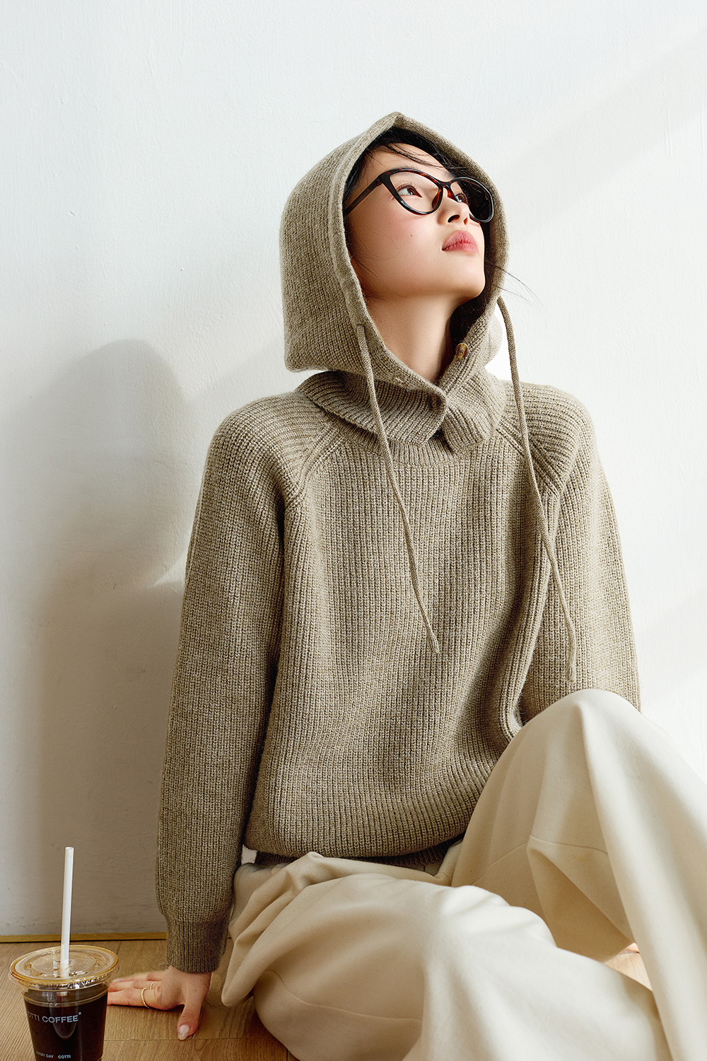 Detachable Hood Casual Knitted Sweater